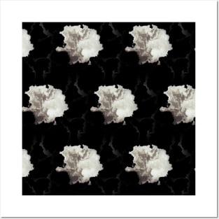 Black Floral Vintage Wallpaper Posters and Art